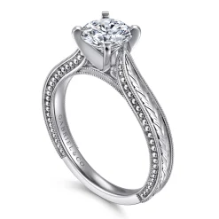 Gabriel & Co. Maura - Vintage Inspired 14K White Gold Round Solitaire Engagement Ring