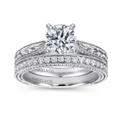 Gabriel & Co. Maura - Vintage Inspired 14K White Gold Round Solitaire Engagement Ring