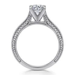 Gabriel & Co. Maura - Vintage Inspired 14K White Gold Round Solitaire Engagement Ring