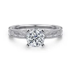 Gabriel & Co. Maura - Vintage Inspired 14K White Gold Round Solitaire Engagement Ring