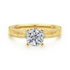 Gabriel & Co. Maura - Vintage Inspired 14K Yellow Gold Round Solitaire Engagement Ring