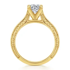 Gabriel & Co. Maura - Vintage Inspired 14K Yellow Gold Round Solitaire Engagement Ring