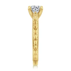 Gabriel & Co. Maura - Vintage Inspired 14K Yellow Gold Round Solitaire Engagement Ring