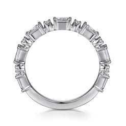 Discount Gabriel & Co. Mazara - 14K White Gold Baguette and Round Diamond Anniversary Band - 0.58 ct