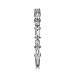 Discount Gabriel & Co. Mazara - 14K White Gold Baguette and Round Diamond Anniversary Band - 0.58 ct