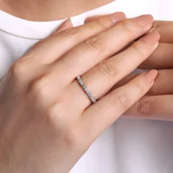 Discount Gabriel & Co. Mazara - 14K White Gold Baguette and Round Diamond Anniversary Band - 0.58 ct