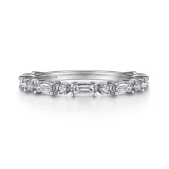 Discount Gabriel & Co. Mazara - 14K White Gold Baguette and Round Diamond Anniversary Band - 0.58 ct