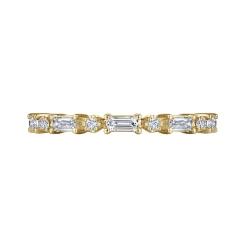 New Gabriel & Co. Mazara - 14K Yellow Gold Baguette and Round Diamond Anniversary Band - 0.5 ct