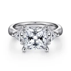 Outlet Gabriel & Co. Meena - 14K White Gold Princess Cut Three Stone Diamond Engagement Ring