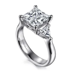Outlet Gabriel & Co. Meena - 14K White Gold Princess Cut Three Stone Diamond Engagement Ring