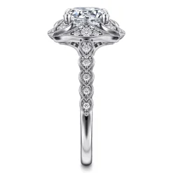 Online Gabriel & Co. Memphis - Vintage Inspired 14K White Gold Round Halo Diamond Engagement Ring