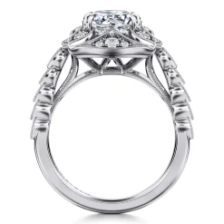 Online Gabriel & Co. Memphis - Vintage Inspired 14K White Gold Round Halo Diamond Engagement Ring
