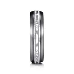 Best Gabriel & Co. Mens Alternative 6mm Beveled Tantalum and 14K White Gold Band