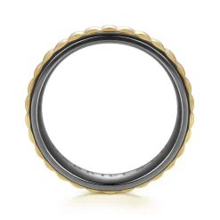 Hot Gabriel & Co. Mens Alternative 6mm Beveled Tantalum and 14K Yellow Gold Band