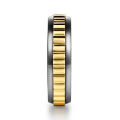 Hot Gabriel & Co. Mens Alternative 6mm Beveled Tantalum and 14K Yellow Gold Band