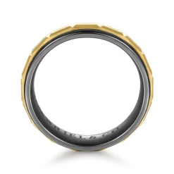 New Gabriel & Co. Mens Alternative 6mm Beveled Tantalum and 14K Yellow Gold Band