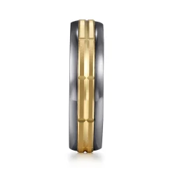 Online Gabriel & Co. Mens Alternative 6mm Beveled Tantalum and 14K Yellow Gold Band