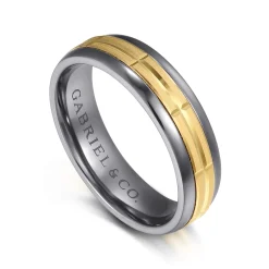 Online Gabriel & Co. Mens Alternative 6mm Beveled Tantalum and 14K Yellow Gold Band