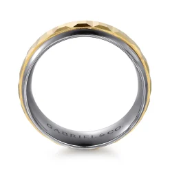 Sale Gabriel & Co. Mens Alternative 8mm Beveled Tantalum and 14K Yellow Gold Band
