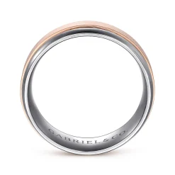 Online Gabriel & Co. Mens Alternative 8mm Beveled Tantalum and 14K Rose Gold Band