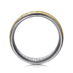 Sale Gabriel & Co. Mens Alternative 6mm Beveled Tantalum and 14K Yellow Gold Band