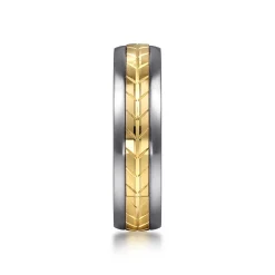 Sale Gabriel & Co. Mens Alternative 6mm Beveled Tantalum and 14K Yellow Gold Band