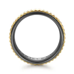 Sale Gabriel & Co. Mens Alternative 8mm Beveled Tantalum and 14K Yellow Gold Band
