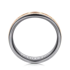 Hot Gabriel & Co. Mens Alternative 6mm Beveled Tantalum and 14K Rose Gold Band