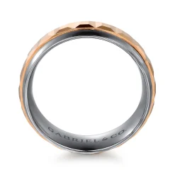 Best Gabriel & Co. Mens Alternative 8mm Beveled Tantalum and 14K Rose Gold Band