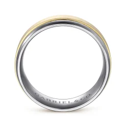 Best Gabriel & Co. Mens Alternative 8mm Beveled Tantalum and 14K Yellow Gold Band