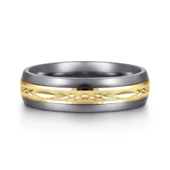 Online Gabriel & Co. Mens Alternative 6mm Beveled Tantalum and 14K Yellow Gold Band