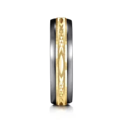 Online Gabriel & Co. Mens Alternative 6mm Beveled Tantalum and 14K Yellow Gold Band