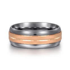 Outlet Gabriel & Co. Mens Alternative 8mm Beveled Tantalum and 14K Rose Gold Band