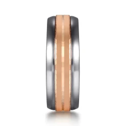 Outlet Gabriel & Co. Mens Alternative 8mm Beveled Tantalum and 14K Rose Gold Band