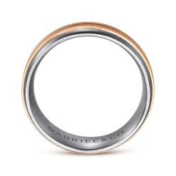 Outlet Gabriel & Co. Mens Alternative 8mm Beveled Tantalum and 14K Rose Gold Band