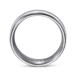 Discount Gabriel & Co. Mens Alternative 8mm Beveled Tantalum and 14K White Gold Band