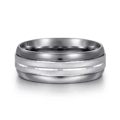 Discount Gabriel & Co. Mens Alternative 8mm Beveled Tantalum and 14K White Gold Band
