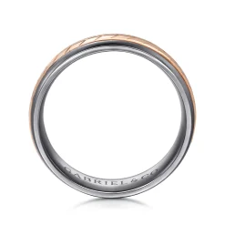 Hot Gabriel & Co. Mens Alternative 6mm Beveled Tantalum and 14K Rose Gold Band