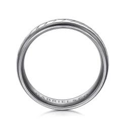 New Gabriel & Co. Mens Alternative 6mm Beveled Tantalum and 14K White Gold Band