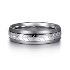 New Gabriel & Co. Mens Alternative 6mm Beveled Tantalum and 14K White Gold Band