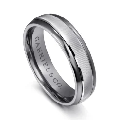 Hot Gabriel & Co. Mens Alternative 6mm Round Tantalum and 14K White Gold Band