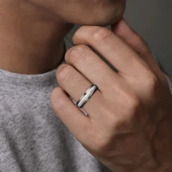 Hot Gabriel & Co. Mens Alternative 6mm Round Tantalum and 14K White Gold Band
