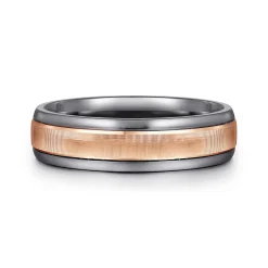 Best Gabriel & Co. Mens Alternative 6mm Round Tantalum and 14K Rose Gold Band