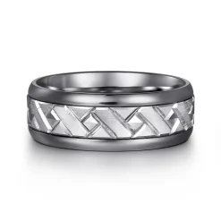 Best Gabriel & Co. Mens Alternative 8mm Round Tantalum and 14K White Gold Band