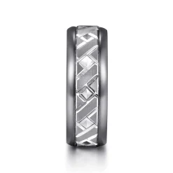 Best Gabriel & Co. Mens Alternative 8mm Round Tantalum and 14K White Gold Band