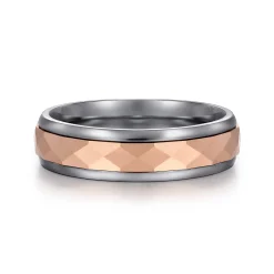 Online Gabriel & Co. Mens Alternative 6mm Round Tantalum and 14K Rose Gold Band