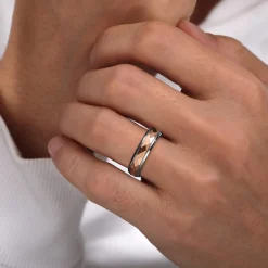 Online Gabriel & Co. Mens Alternative 6mm Round Tantalum and 14K Rose Gold Band