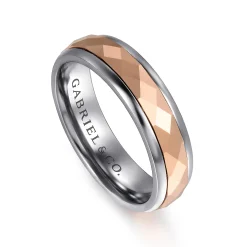 Online Gabriel & Co. Mens Alternative 6mm Round Tantalum and 14K Rose Gold Band