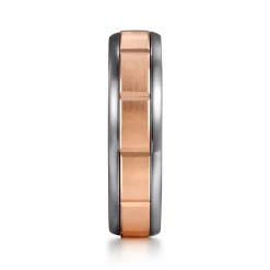 Discount Gabriel & Co. Mens Alternative 6mm Round Tantalum and 14K Rose Gold Band