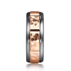 Sale Gabriel & Co. Mens Alternative 8mm Round Tantalum and 14K Rose Gold Band